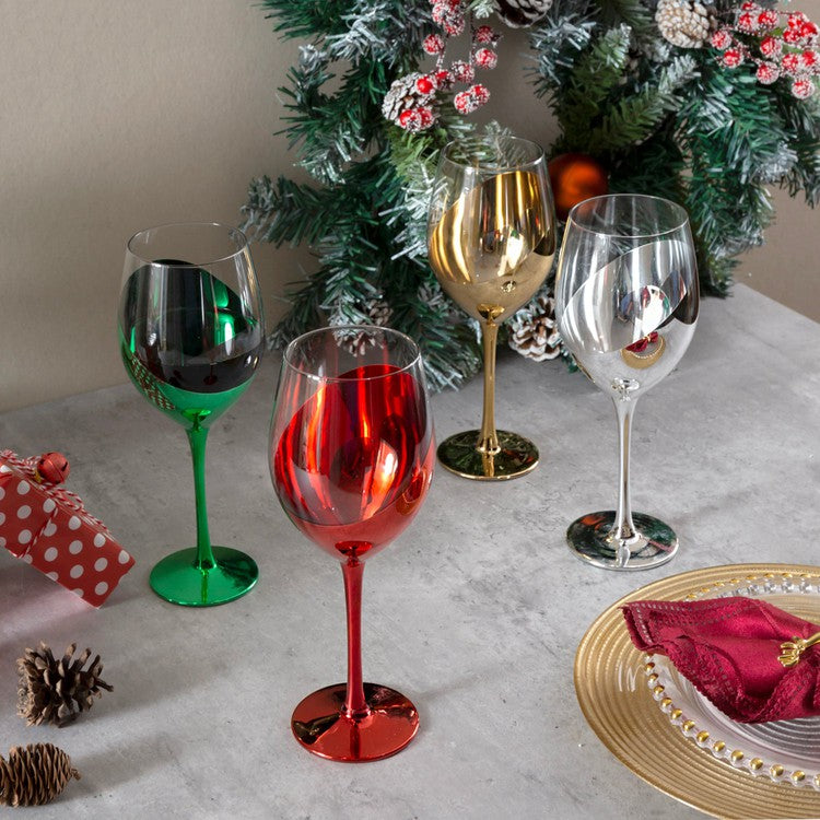 Wine Glasses Drinkware, Holiday Multicolored Metallic Angled