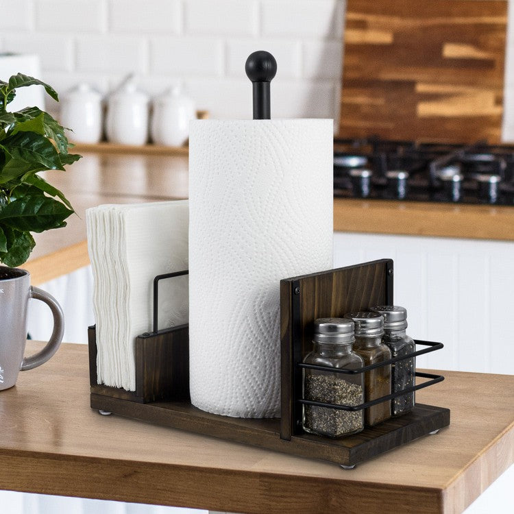 Burnt Wood, Industrial Matte Black Metal Dining Caddy with Paper Towel –  MyGift