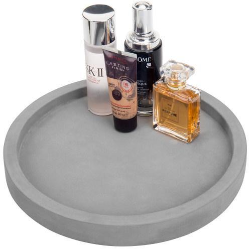 11-inch Classic Cement Gray Round Vanity Tray - MyGift