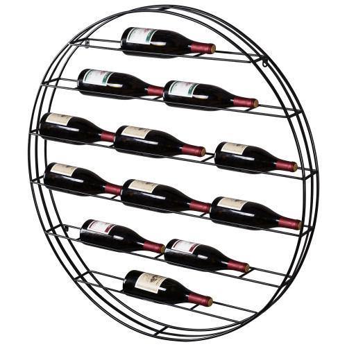 12 Bottle Wall Mounted Wine Display Rack. Black Metal - MyGift