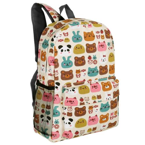 Patterned Canvas Backpack for Girls