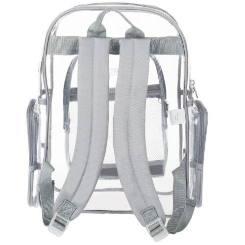 17-Inch Clear Security Backpack with Silver Gray Trim