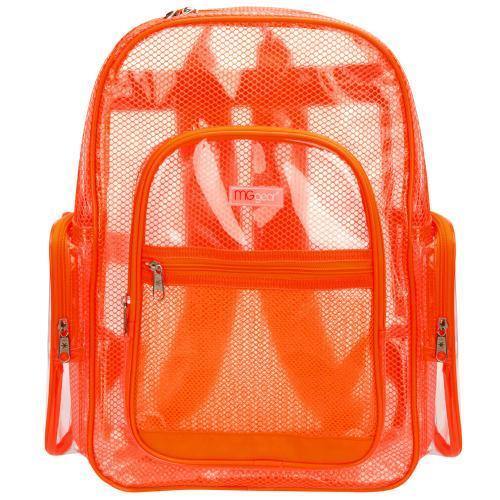 17-Inch Orange Mesh & Clear PVC School Backpack