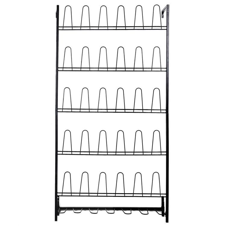 18 Pair Black Metal Wall Mounted Entryway Shoe Storage Organizer Rack - MyGift Enterprise LLC