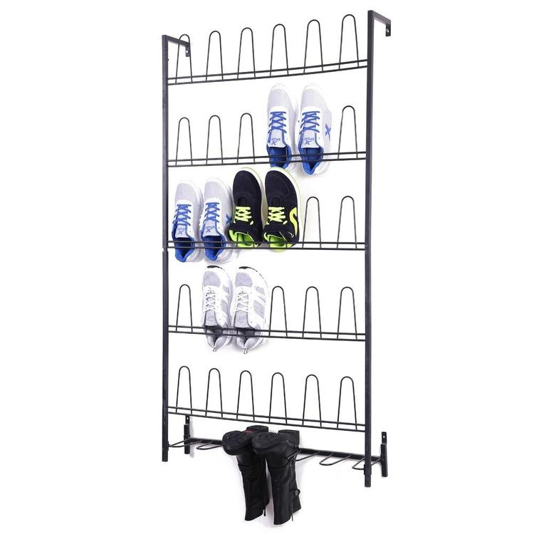 18 Pair Black Metal Wall Mounted Shoe Organizer Rack – MyGift