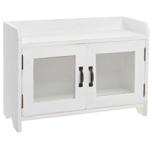 MyGift Rustic Wood Kitchen or Bath Countertop Storage Cabinet with Glass  Windows