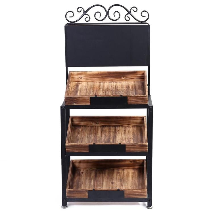 3-Tier Vintage Metal & Wood Produce Stand with Chalkboard Signs - MyGift Enterprise LLC