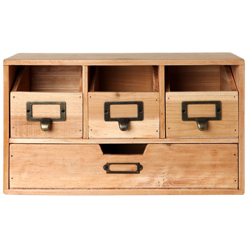 Rustic Brown Wood Desktop Organizer Cabinet