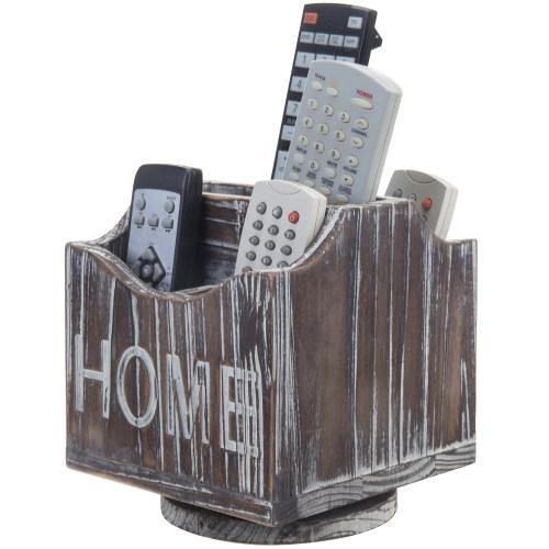 360-Degree Rotating Torched Wood Remote Control Holder Caddy - MyGift