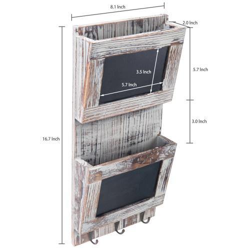 Rustic Brown Wall Mounted Mail Sorter w/ Chalkboard Surface - MyGift