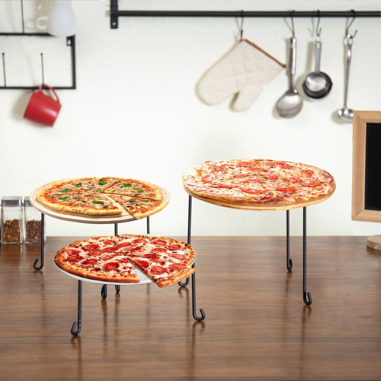 Black Metal Wire Pizza & Dessert Riser, Set of 3-MyGift