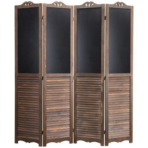 4-Panel Wood Room Divider with Chalkboard Panels - MyGift