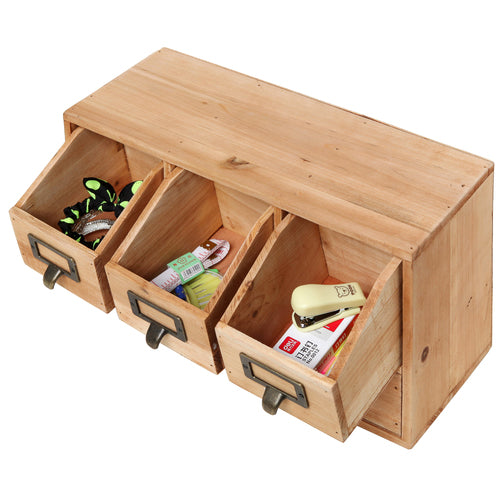 Rustic Brown Wood Desktop Organizer Cabinet-MyGift