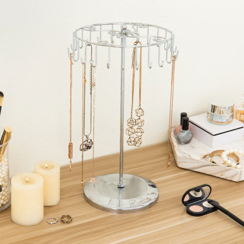 MyGift Silver Rotating Necklace Holder Bracelet Stand/Jewelry Organizer/Jewelry Tree