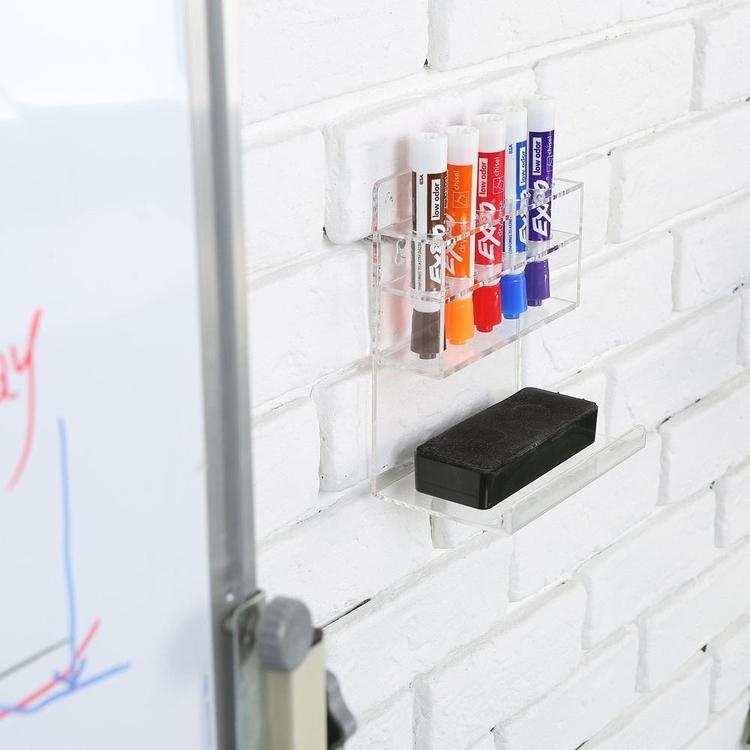 5 Slot Clear Acrylic Wall Mounted Dry Erase Marker and Eraser Holder, Set of 2 - MyGift Enterprise LLC