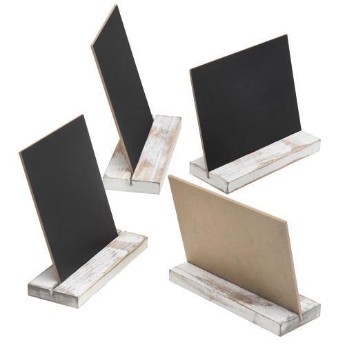 5 x 6 Inch Mini Tabletop Chalkboard Signs with Whitewashed Wood Base, Set of 4 - MyGift