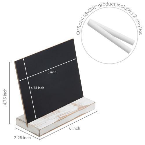 5 x 6 Inch Mini Tabletop Chalkboard Signs with Whitewashed Wood Base, Set of 4 - MyGift