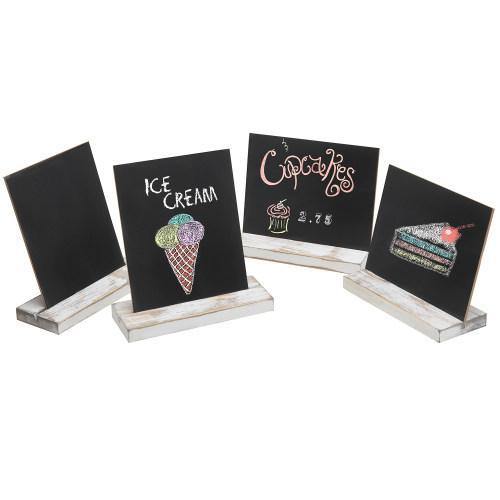 5 x 6 Inch Mini Tabletop Chalkboard Signs with Whitewashed Wood Base, Set of 4