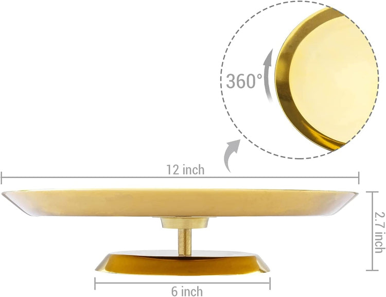 Deluxe Style Brass Plated Metal Rotating Lazy Susan Turntable Display-MyGift