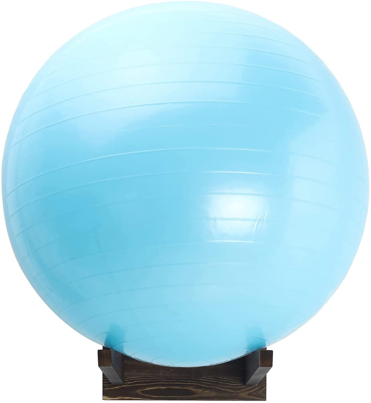 Dark Brown Burnt Wood Wall Mounted Yoga, Medicine, Stability, Exercise Ball Storage Rack-MyGift