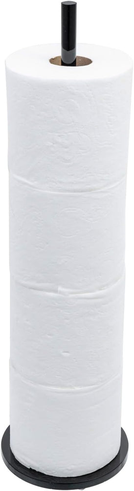 Black Acrylic Toilet Paper Roll Storage Holder, Freestanding Bathroom Tissue Stand-MyGift