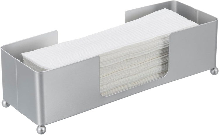 Silver Tone Metal Tabletop Commercial Folded Paper Towel Holder, Napkin Dispenser Tray-MyGift