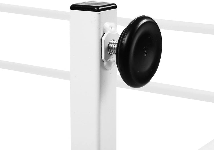 White Stainless Steel Clothes Hanger Rack, Freestanding Double Rod Clothes Hanging Rack-MyGift