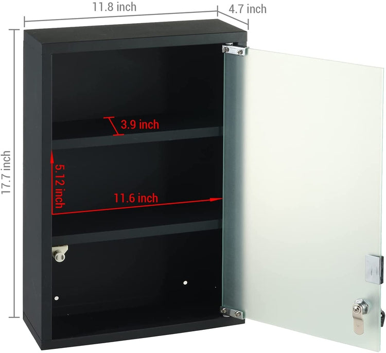 Metal First Aid Cabinet w/ Locking Glass Door-MyGift