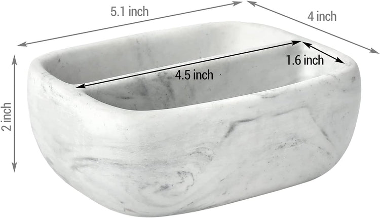 White Marble Pattern Resin Stylish Kitchen Sponge Holder Bowl-MyGift