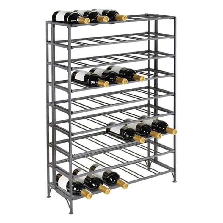 54 Bottle Connoisseurs Deluxe Large Foldable Gray Metal Wine Storage Rack - MyGift Enterprise LLC