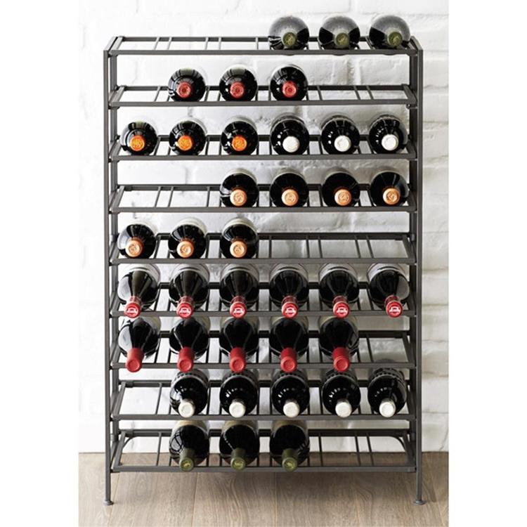 54 Bottle Deluxe Large Foldable Metal Wine Rack, Gray