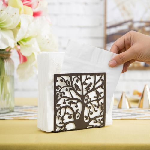 Brown Metal Tree & Bird Design Napkin Holder-MyGift