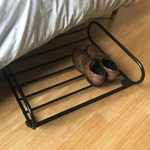 Black Metal Rolling Under-Bed Storage Cart-MyGift