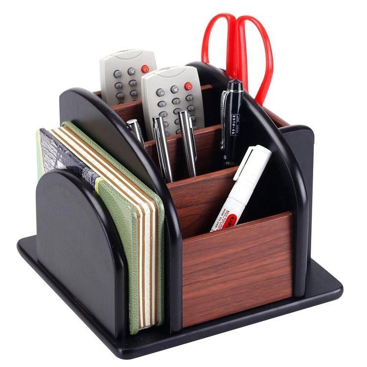 Wood Rotating Remote/Office Supply Organizer