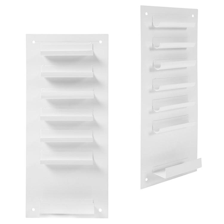 6-Slot Wall Mounted Metal Dry Erase Marker and Eraser Holder / Vertical Storage System, White (Set of 2) - MyGift Enterprise LLC