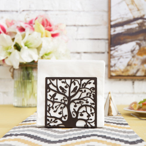 Brown Metal Tree & Bird Design Napkin Holder-MyGift