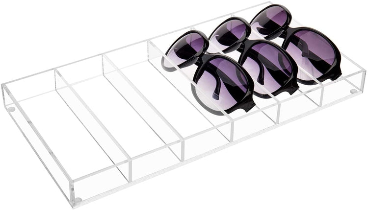 6 Slot Premium Grade Clear Acrylic Sunglasses, Eye Glasses Storage Organizer Display Case-MyGift