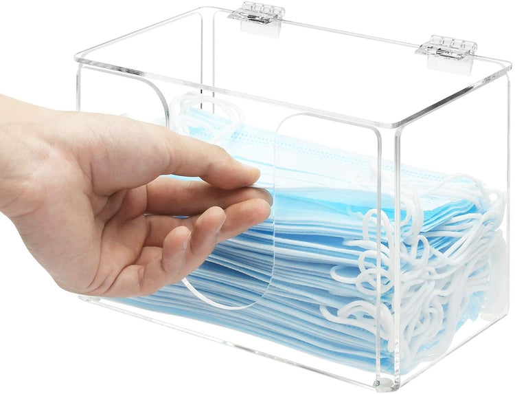 Clear Acrylic Tabletop Medical Safety Mask and Face Covering Dispenser Box with Lid-MyGift