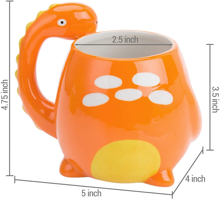 Adorable Orange Brontosaurus Dinosaur Cartoon Ceramic Coffee Mug-MyGift