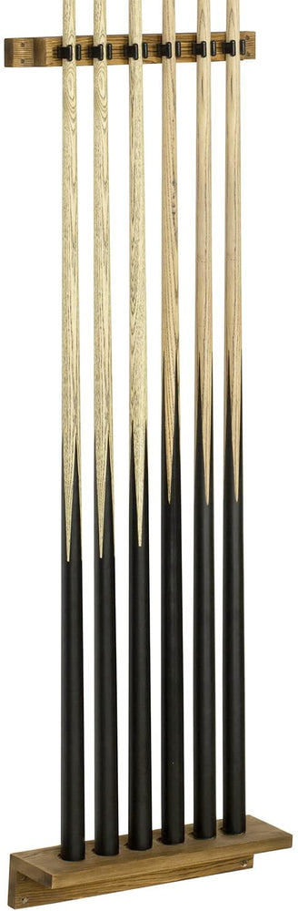 Dark Brown Wood 2-Piece Wall Mounted Billiards Pool Cue Stick Holder Storage Rack-MyGift
