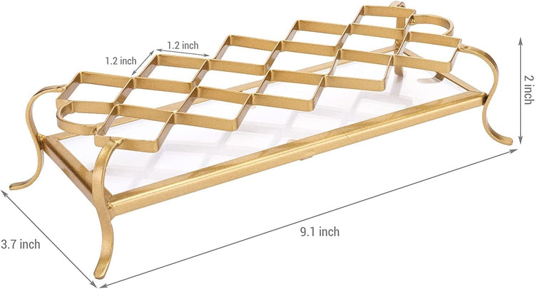 Gold Tone Metal, 10 Slot Essential Oil Display, Lipstick Holder, Makeup Organizer Tray-MyGift