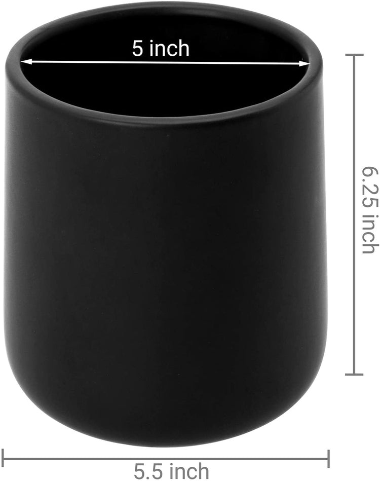 Matte Black Utensil Holder, Ceramic Kitchen Cookware Container, 6 Inch-MyGift