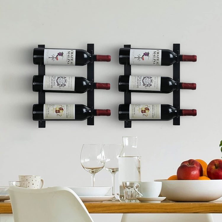 Wine Rack Wall Mounted, Matte Black Metal Wine Bottle Holder, Holds 6 Bottles-MyGift