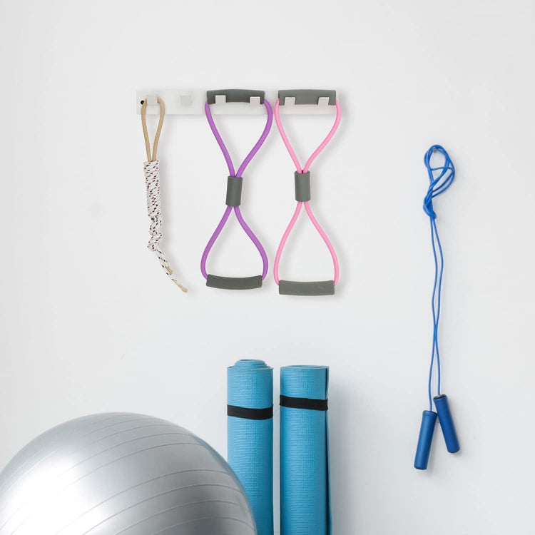 Wall Mounted White Metal Gym Equipment Rack, Organizer for