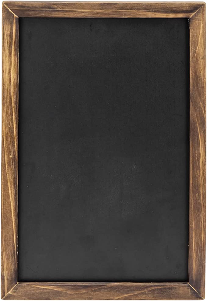 14 Inch Burnt Wood Frame and Black Metal Standing Chalkboard Countertop Sign-MyGift