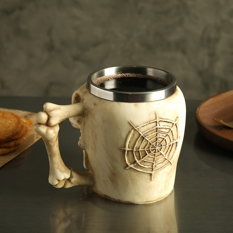 Skull and Bones Design Stainless Steel Coffee Mug Halloween Cup Gothic Drinkware-MyGift