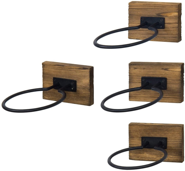 Set of 4, Wall Mounted Wood and Metal Sports Ball Storage Holders-MyGift