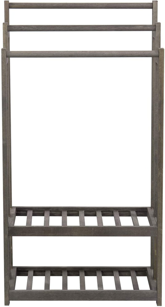 3-Tier Gray Wood Towel Rack with 2 Bottom Storage Shelves-MyGift