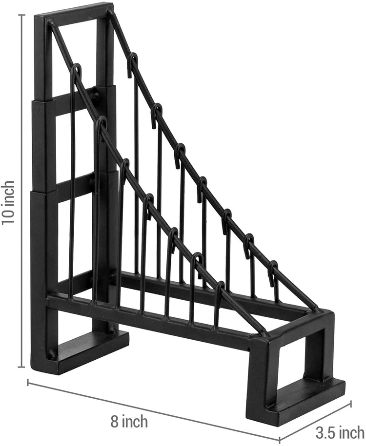 Set of 2, Decorative Bookends, Black Metal Suspension Bridge Design Bookends, Architect Book Stopper Holder Stand-MyGift