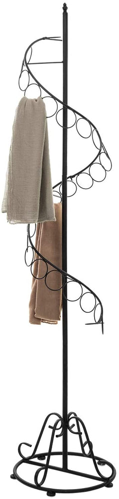 25 Rings, Black Metal Freestanding Scarf Holder, Shawl Display Tree with Spiral Design-MyGift